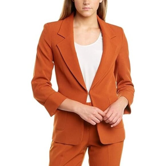 Tahari Jackets & Blazers - Tahari ASL Womens Easy Notch Collar Jacket With Patch PKTS Orange Spice Size 6